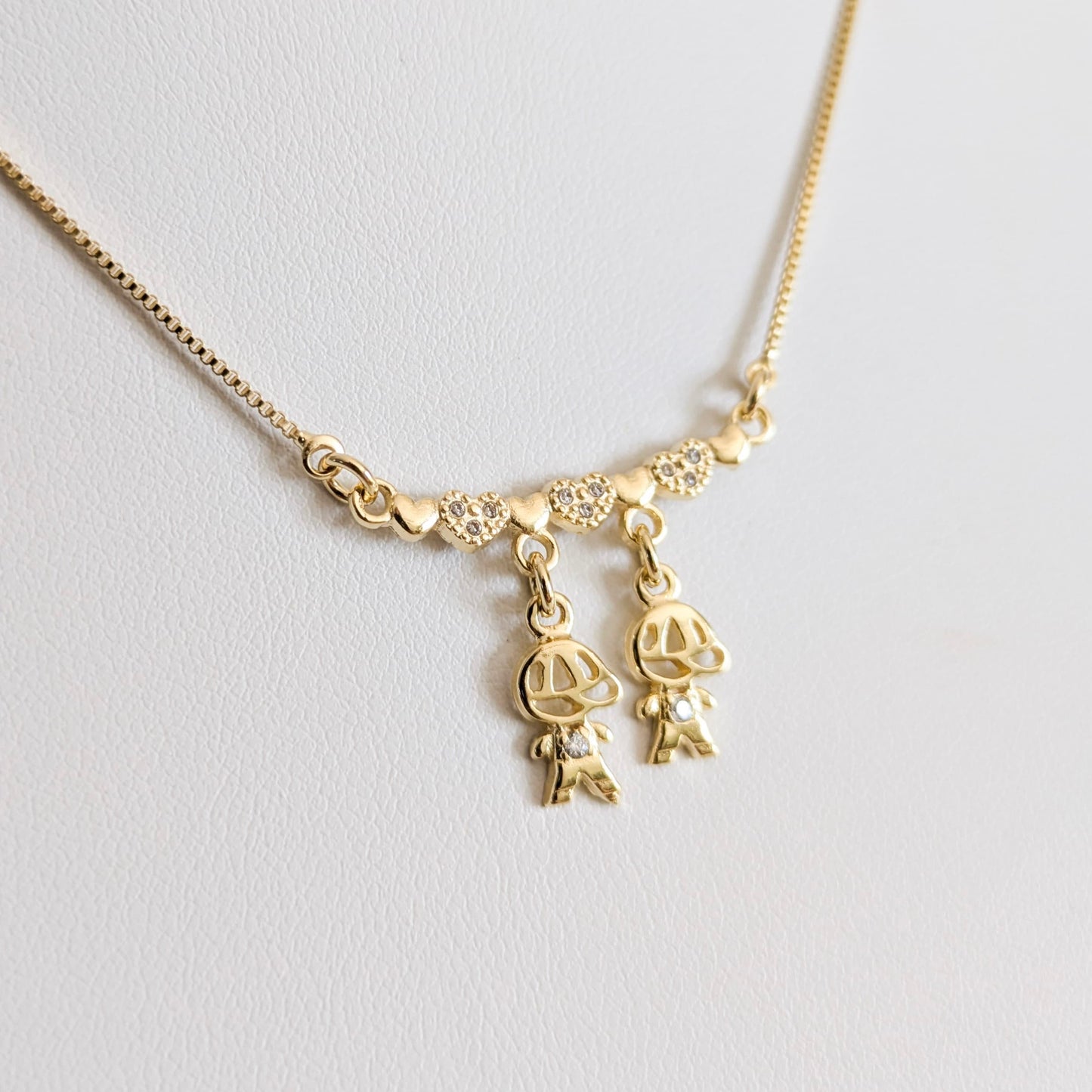 Two Boys Hearts Necklace