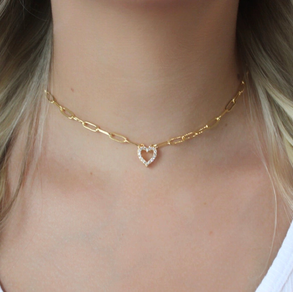 Link heart necklace