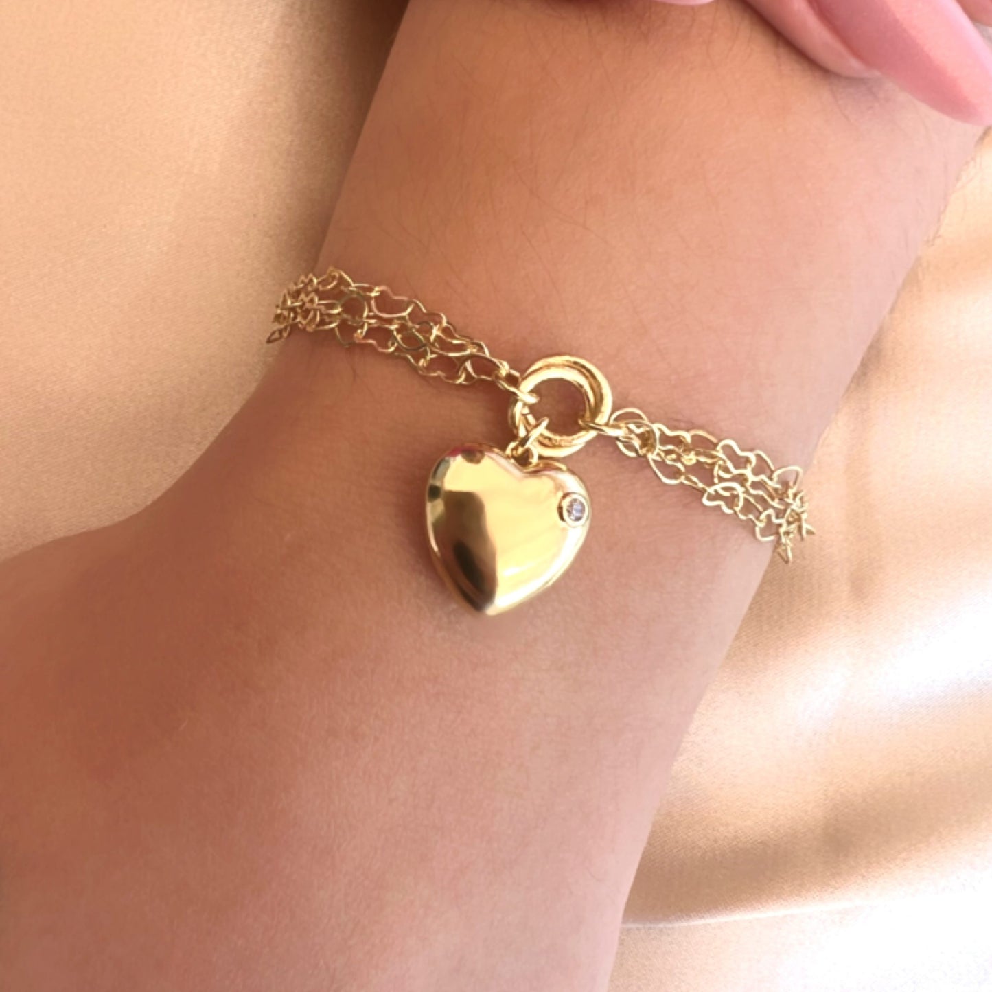 Heart bracelet with zircon 18k gold plated
