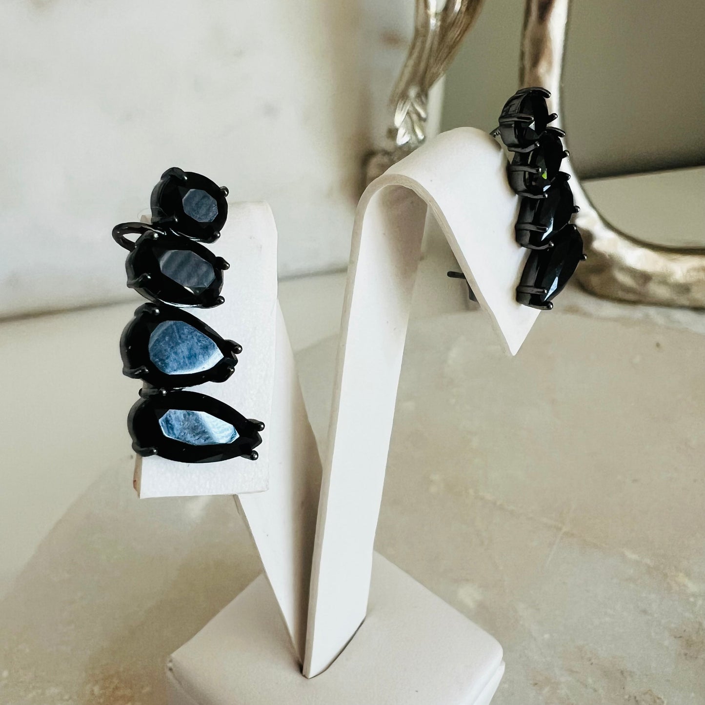 Rhodium ear cuff earrings