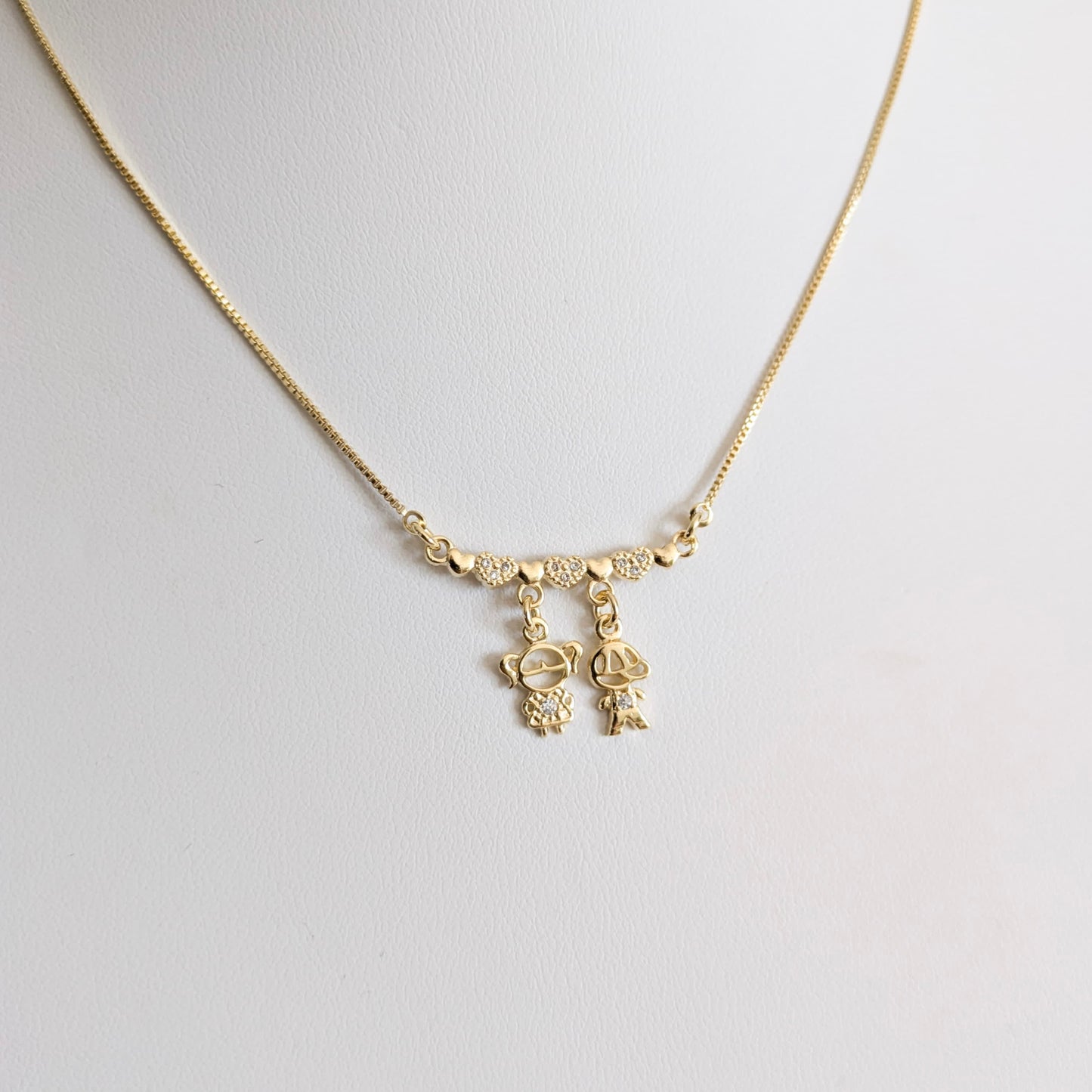 Boy and Girl Hearts Necklace