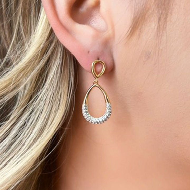 Drop earrings with zircon 18k gold plated