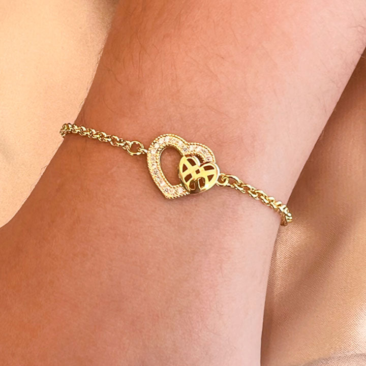 Two Hearts Bracelet 18k gold plated