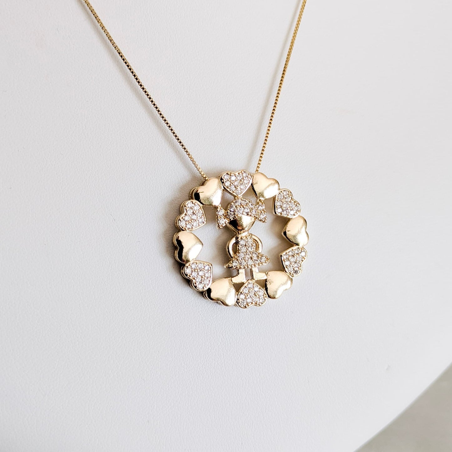 Girl pendant necklace 18k gold plated