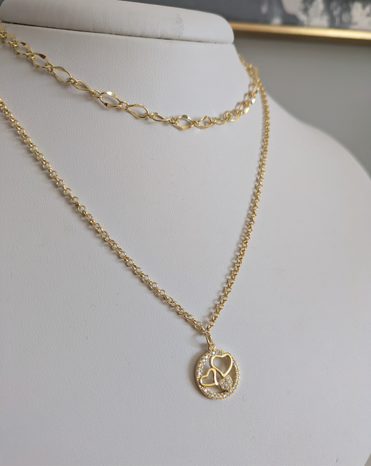 Love double necklace 18k gold plated