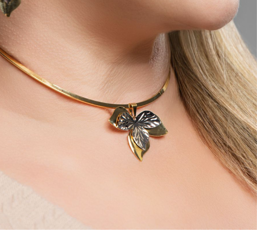Leaves choker necklace 2 colors.