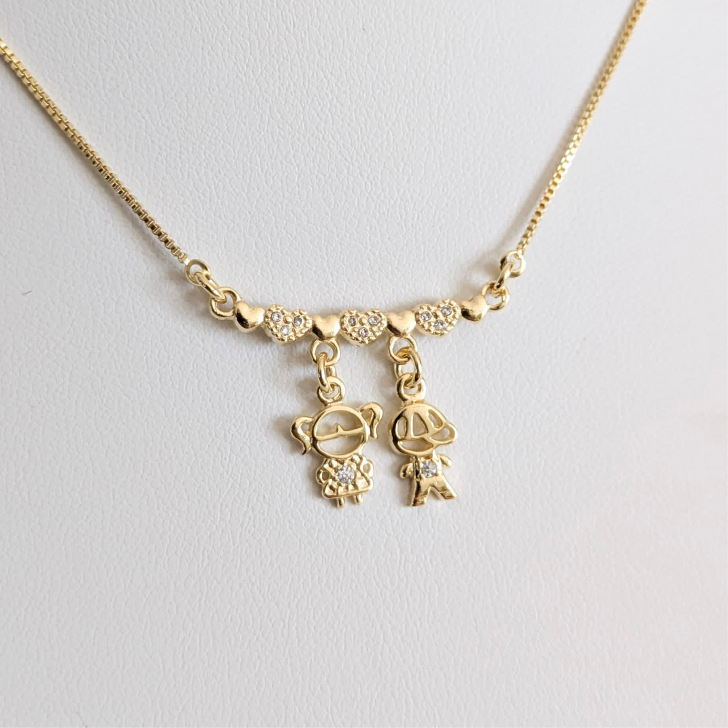 Boy and Girl Hearts Necklace