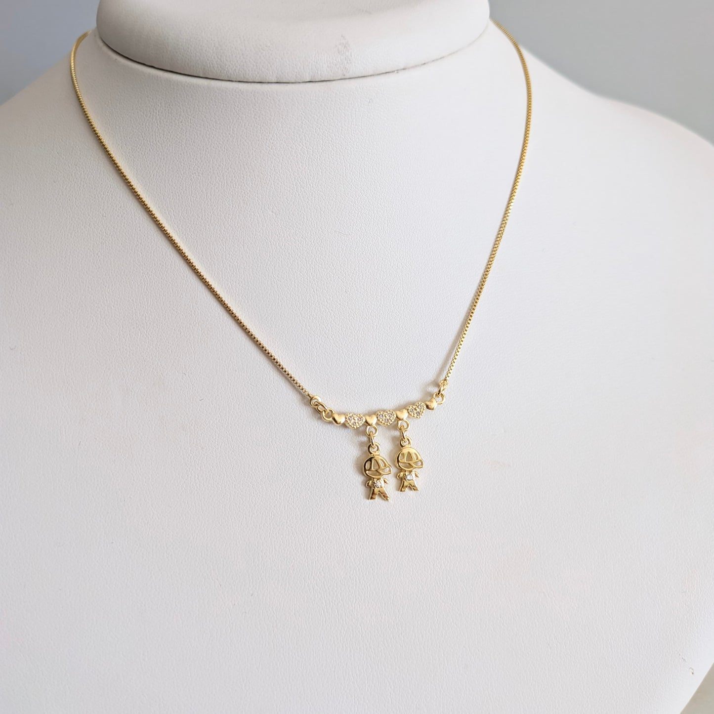 Two Boys Hearts Necklace