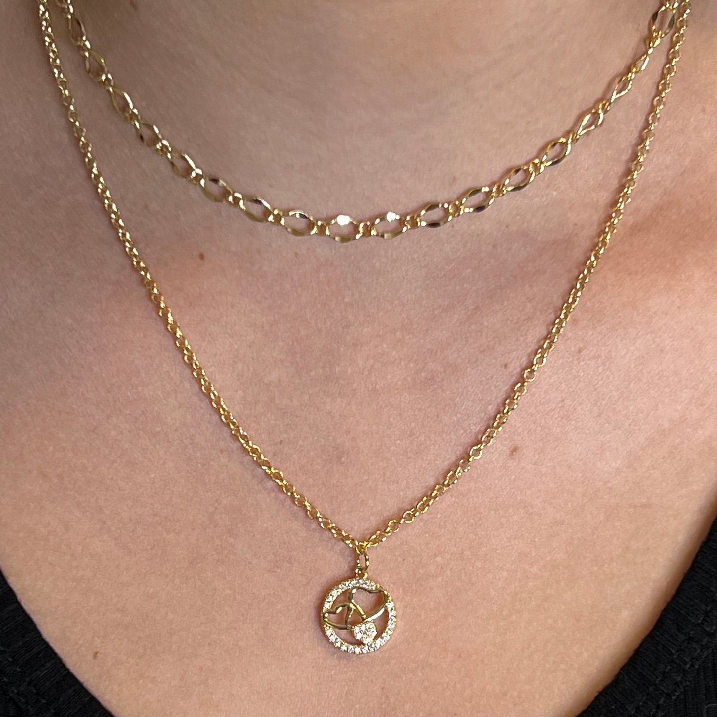 Love double necklace 18k gold plated