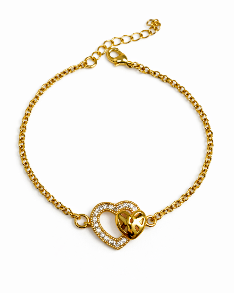 Pulseira de Coração Duplo