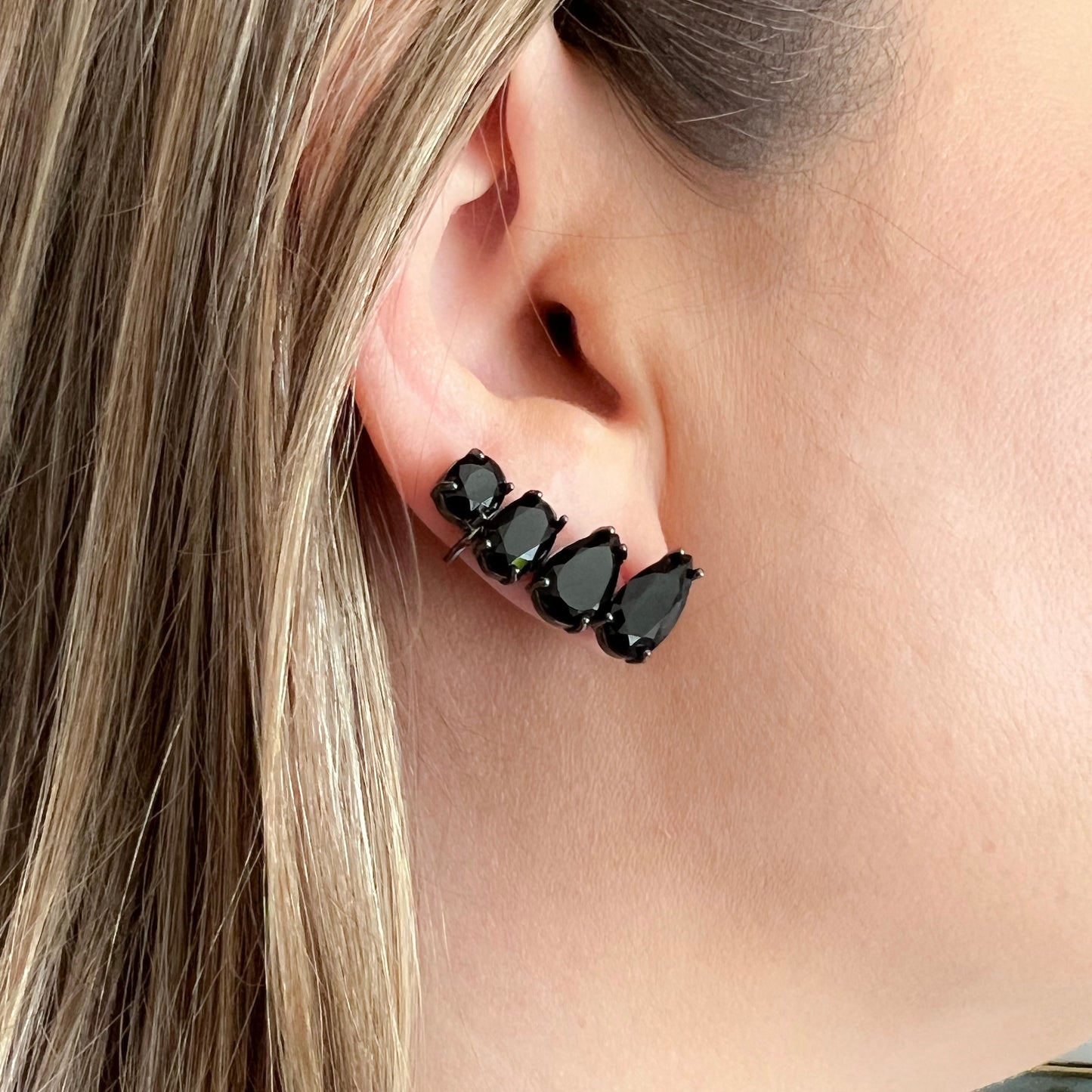 Rhodium ear cuff earrings