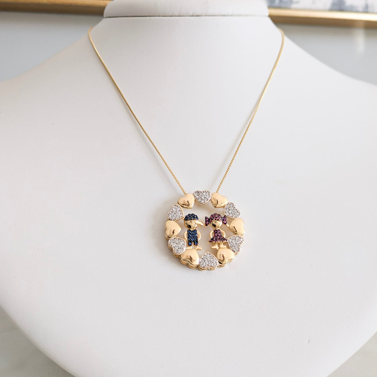 Boy and Girl Necklace 18k gold plated