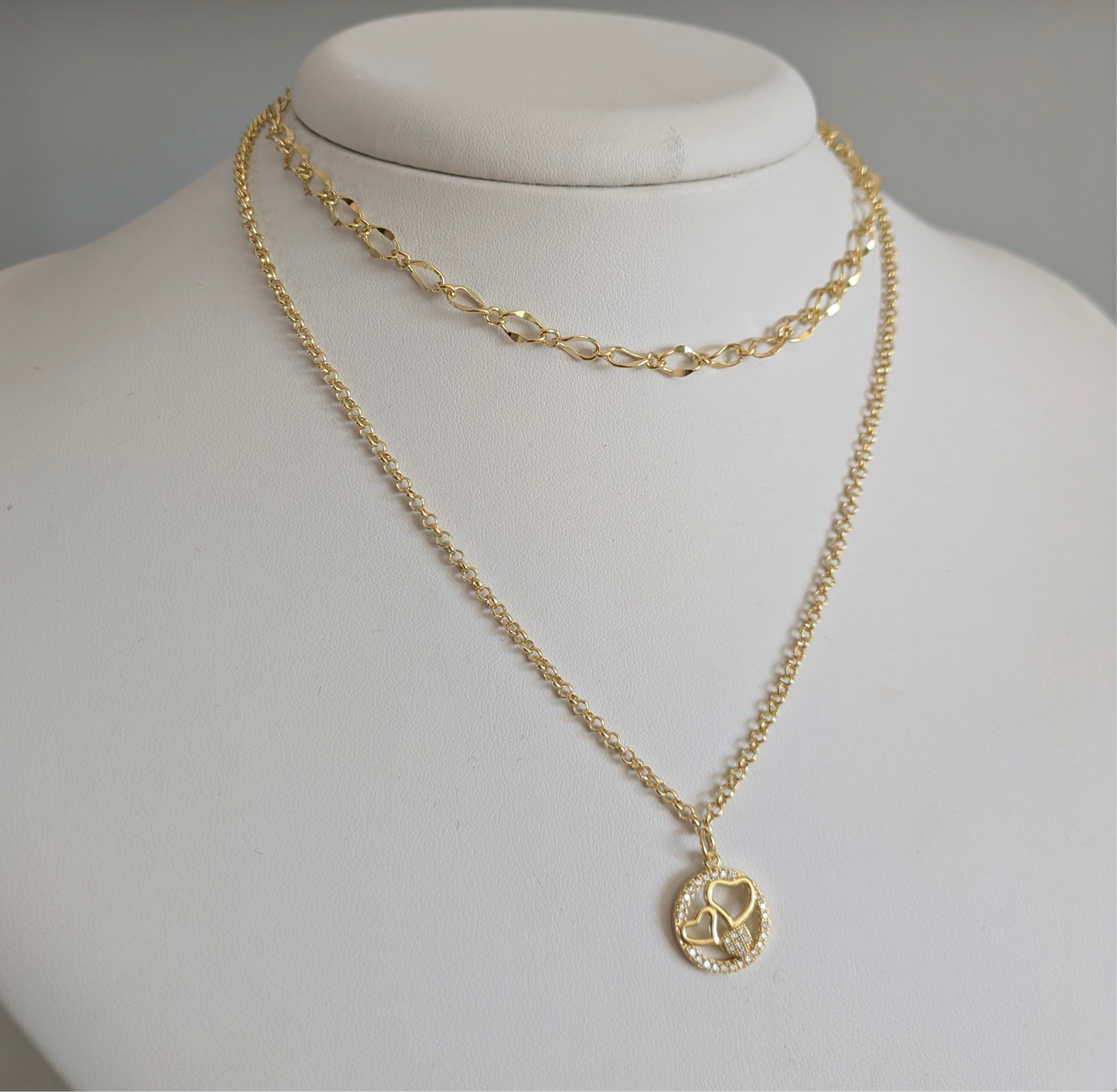 Love double necklace 18k gold plated
