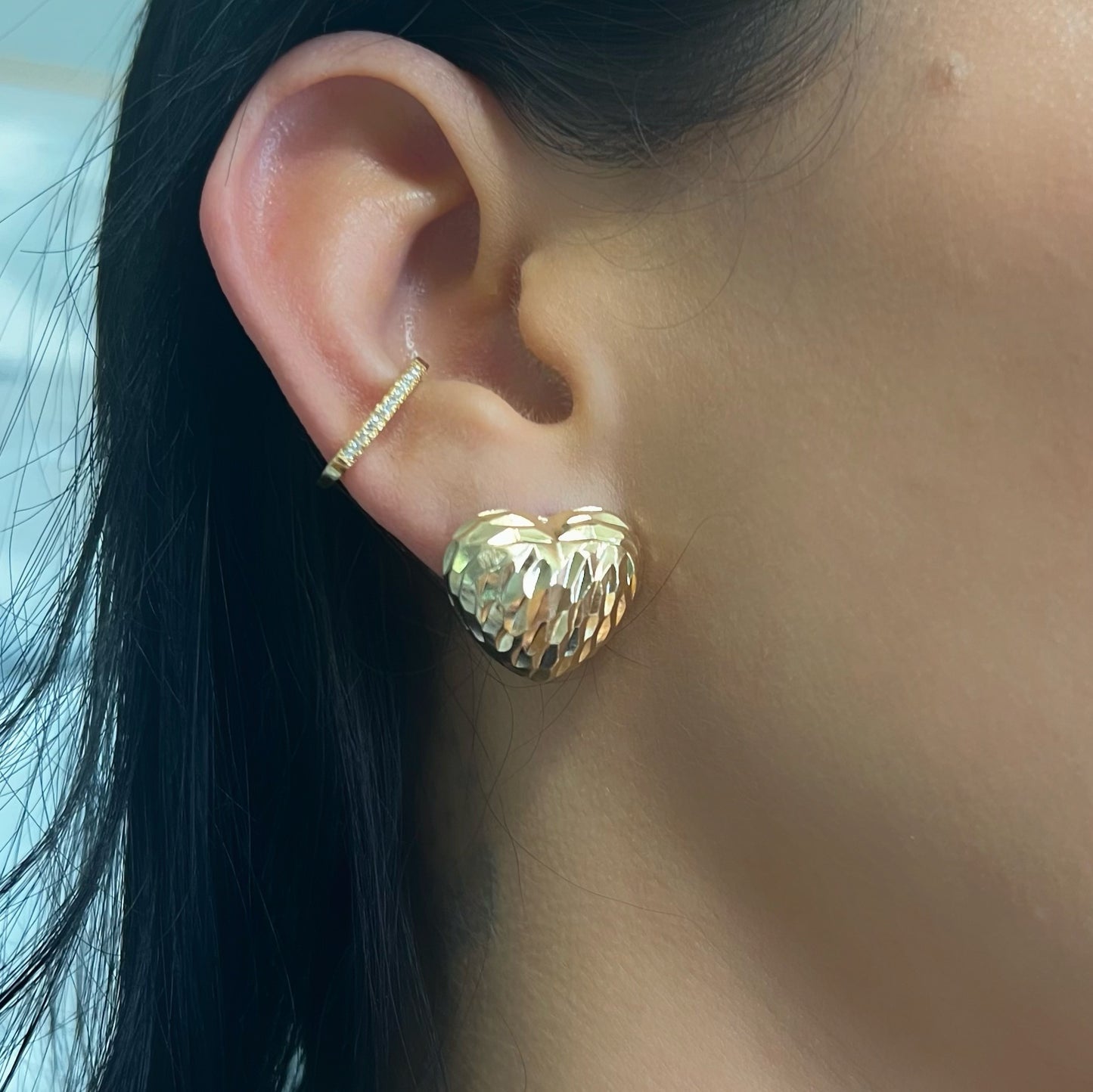 Textured heart earrings