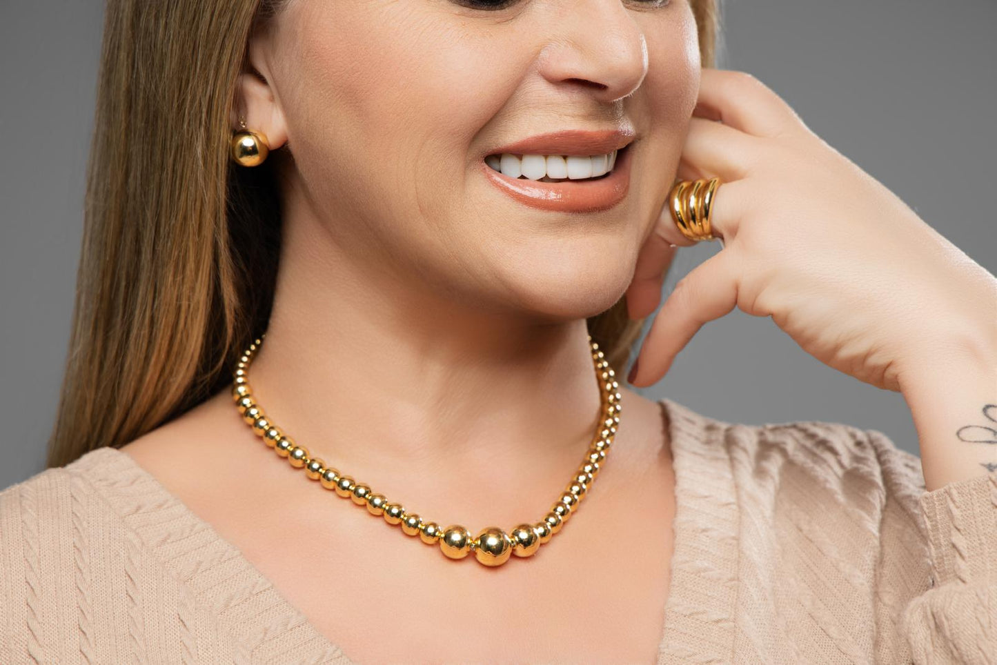 Spheres Necklace 18k gold plated