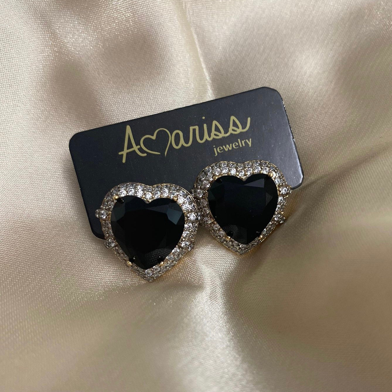 Black Heart Earrings gold plated