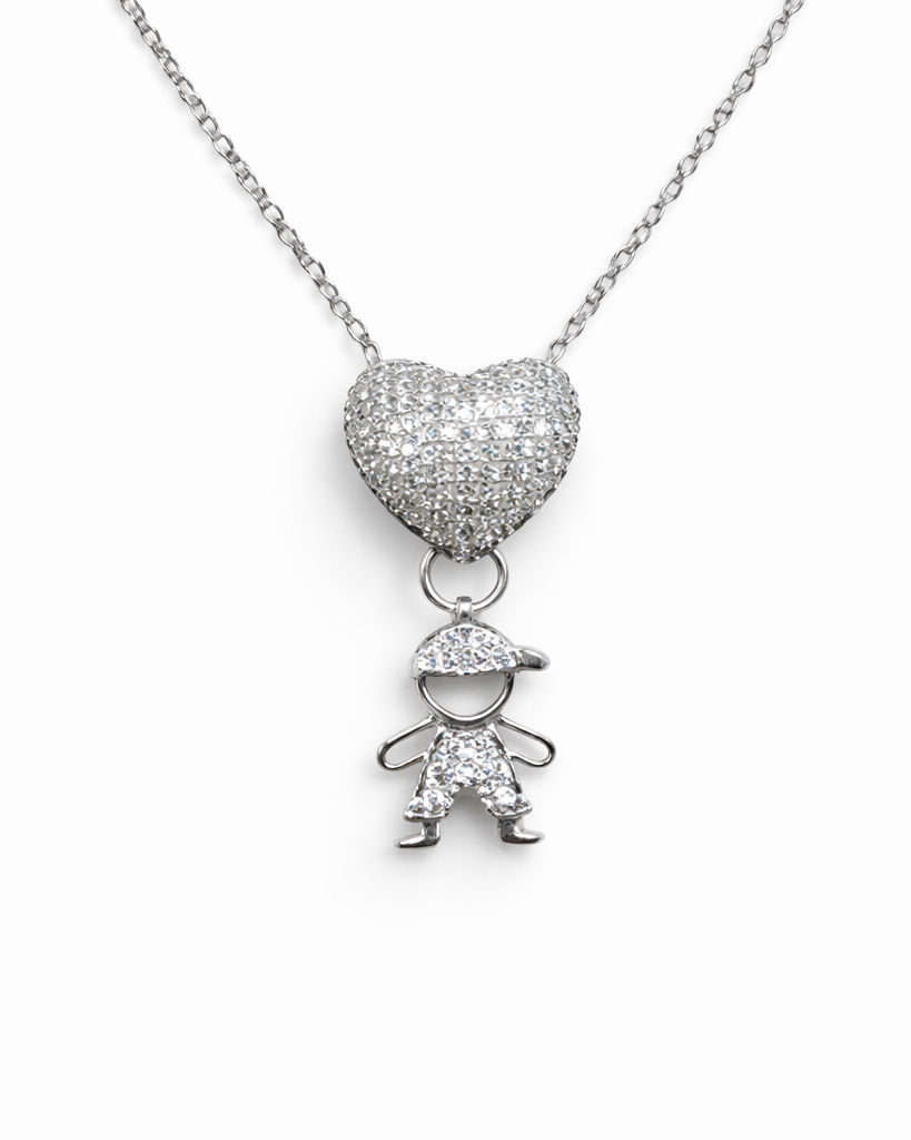 Colar Coração Amor Eterno com Pingente Menino