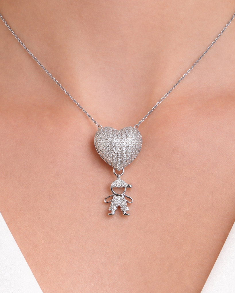 Colar Coração Amor Eterno com Pingente Menino