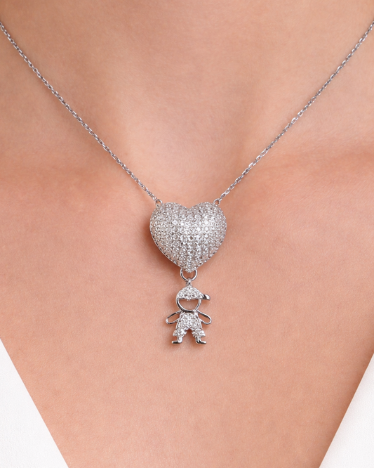 Eternal Love Heart Necklace with Boy Charm