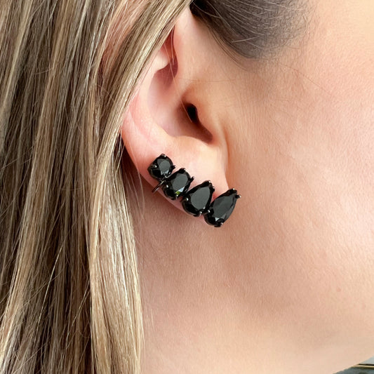 Rhodium ear cuff earrings