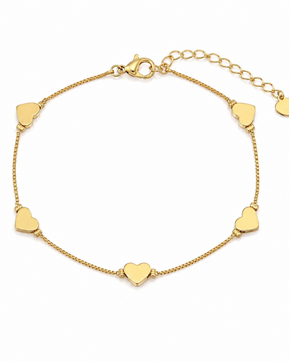 Pulseira Corações Dourados
