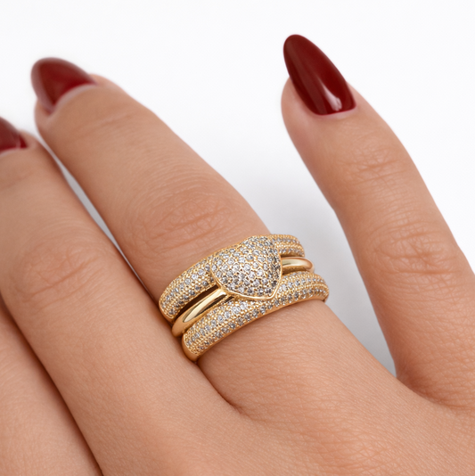3-in-1 Heart Ring Set