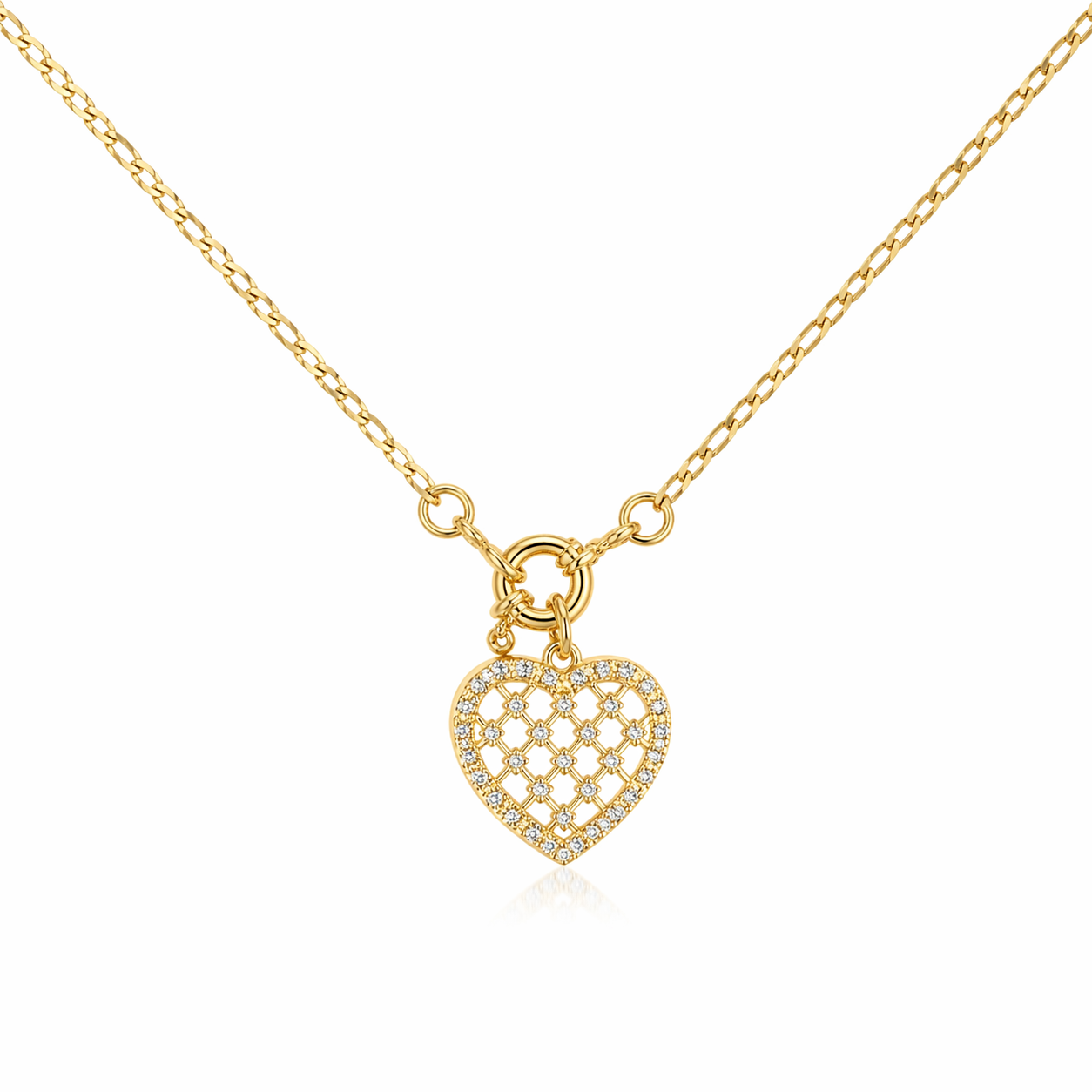 Heart Necklace with zircons 18k gold plated