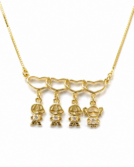 Family Love Charms Necklace - three Boys and a Girl