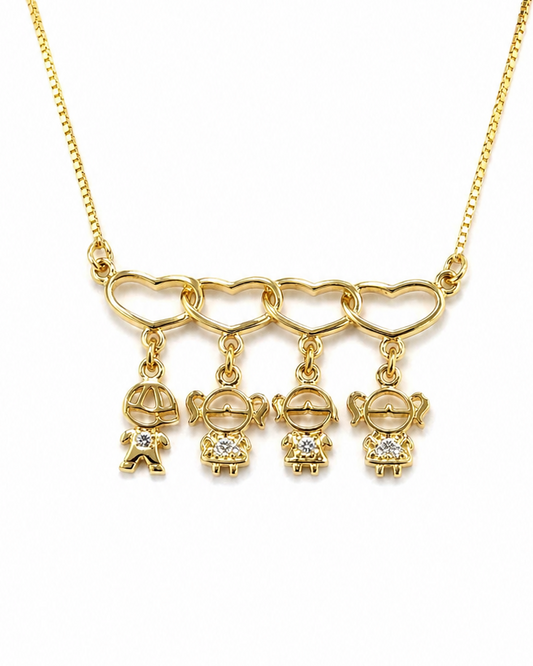 Family Love Charms Necklace - One Boy and Three Girls