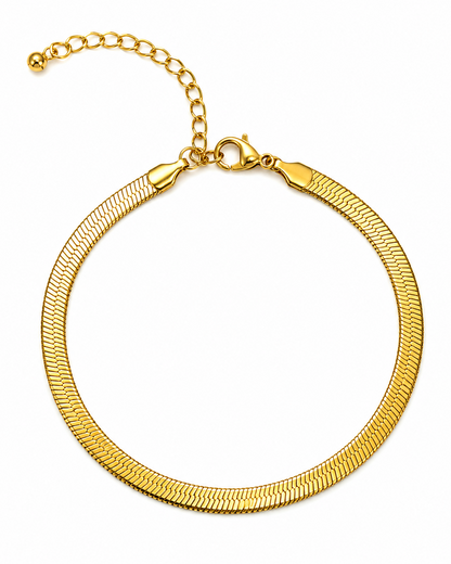 Pulseira com Corrente Flat Dourada