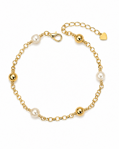Pulseira Clássica com Corrente de Pérolas
